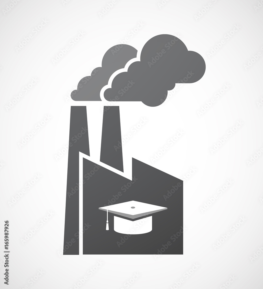 Isolated factory with a graduation cap Isolated factory with a graduation cap