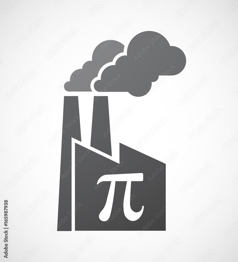 Isolated factory with the number pi symbol Isolated factory with the number pi symbol