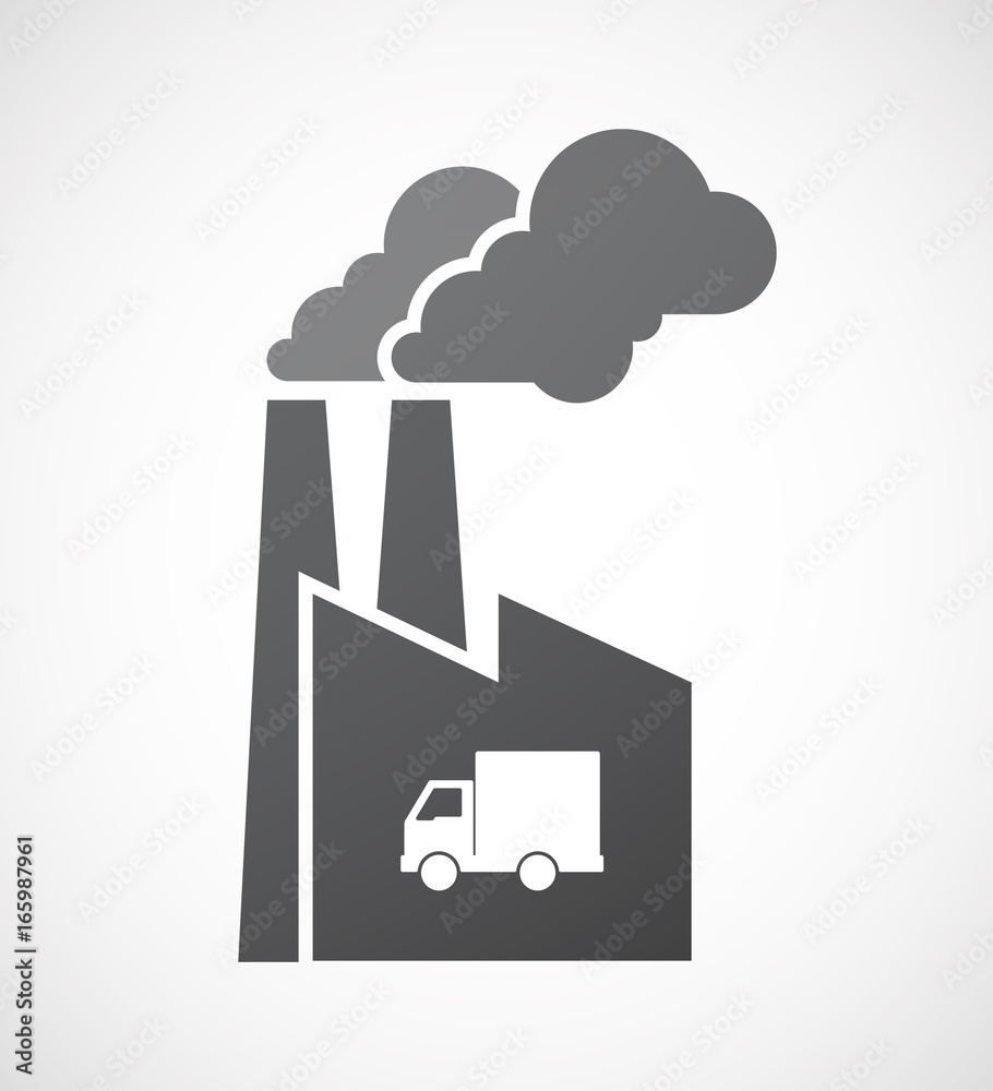 Isolated factory with a delivery truck Isolated factory with a delivery truck