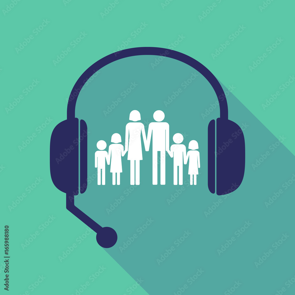 Long shadow headset with a large family pictogram Long shadow headset with a large family pictogram