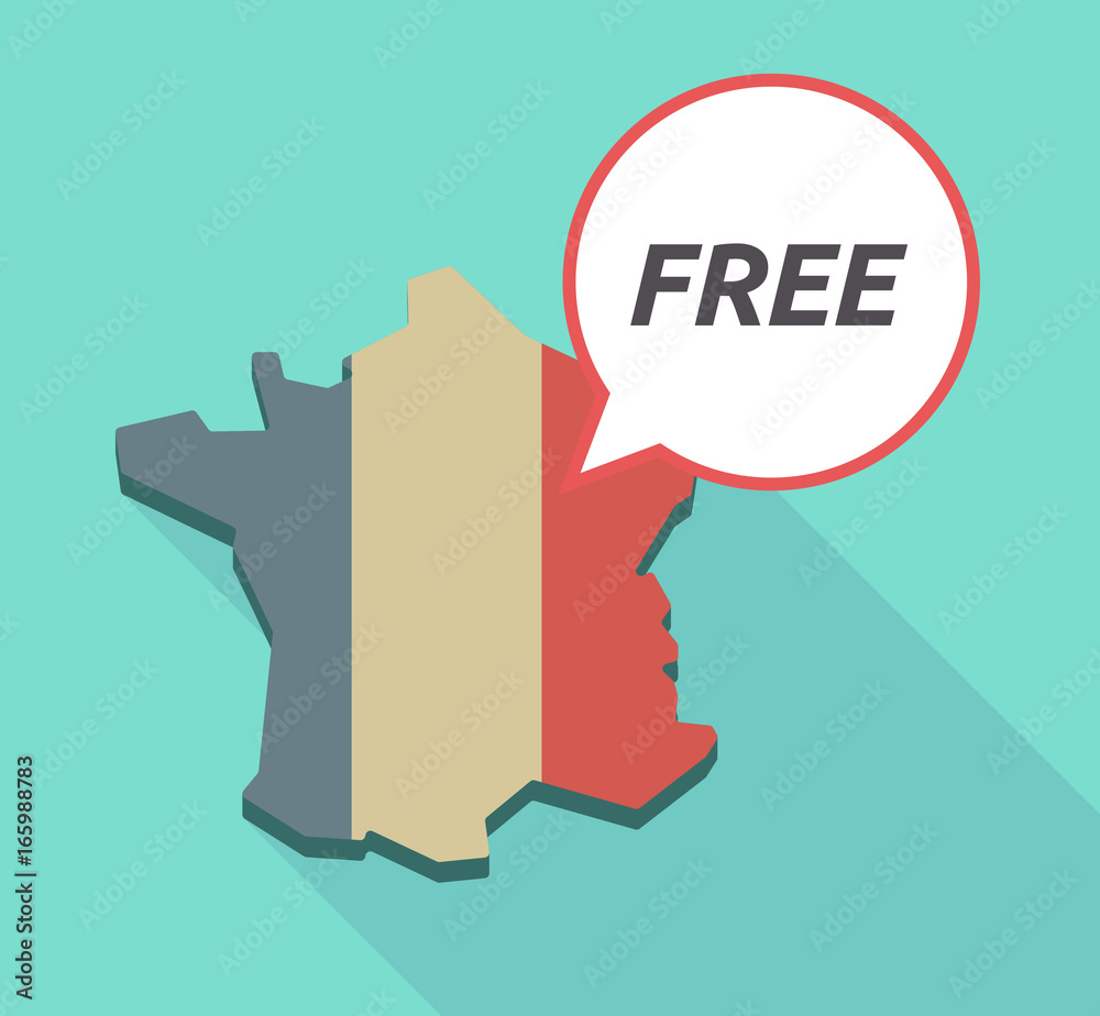 Long shadow France map with the text FREE Long shadow France map with the text FREE