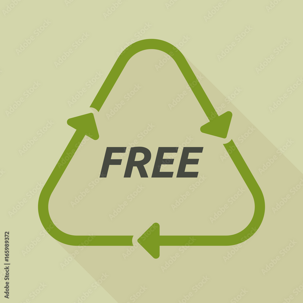Long shadow recycle sign with the text FREE Long shadow recycle sign with the text FREE