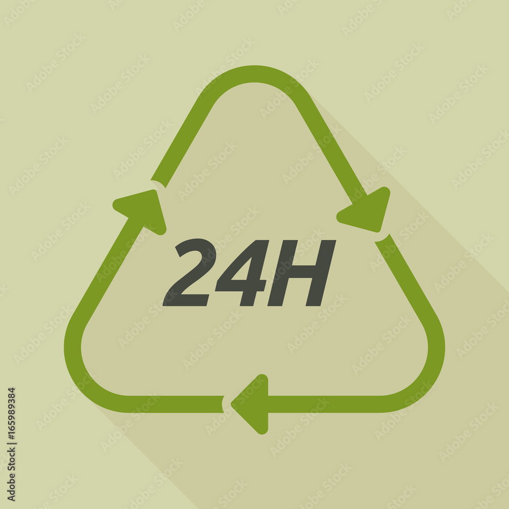 Long shadow recycle sign with the text 24H Long shadow recycle sign with the text 24H