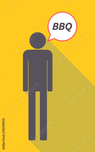Long shadow male pictogram with    the text BBQ