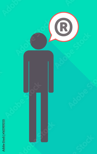 Long shadow male pictogram with    the registered trademark symbol
