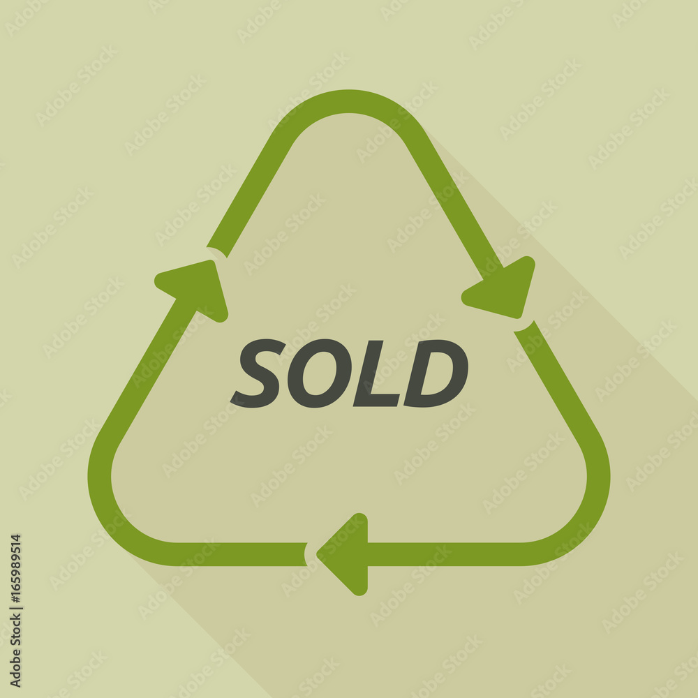 Long shadow recycle sign with the text SOLD Long shadow recycle sign with the text SOLD