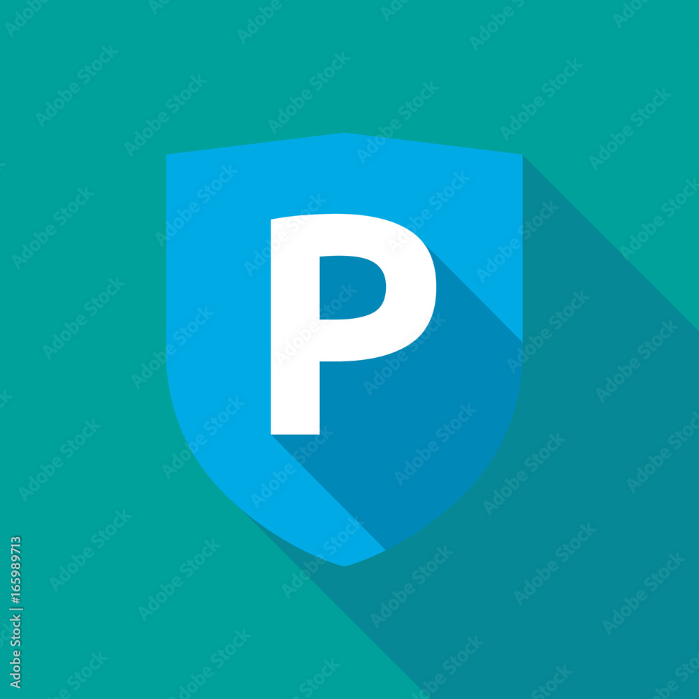 Long shadow shield with the letter P Long shadow shield with the letter P