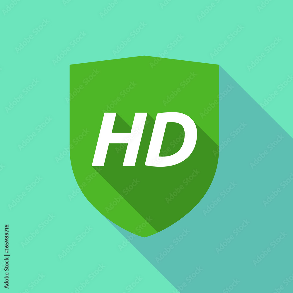 Long shadow shield with the text HD Long shadow shield with the text HD