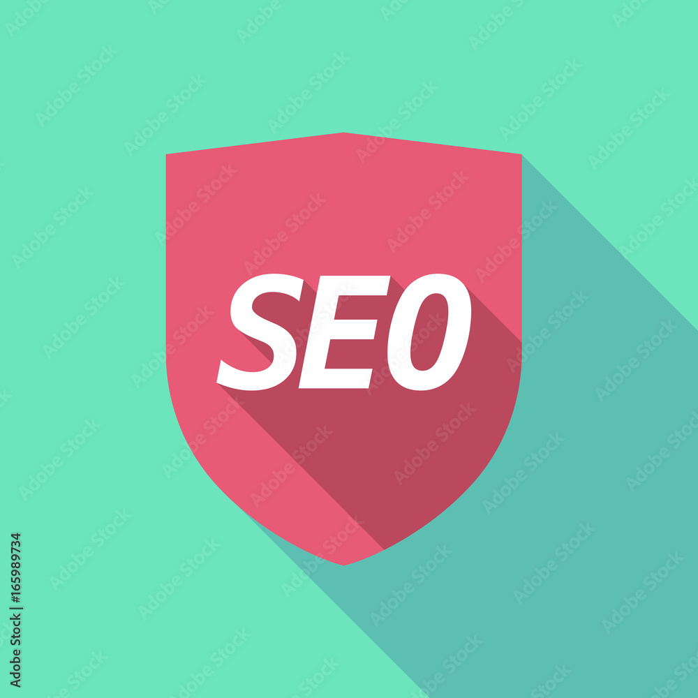 Long shadow shield with the text SEO Long shadow shield with the text SEO