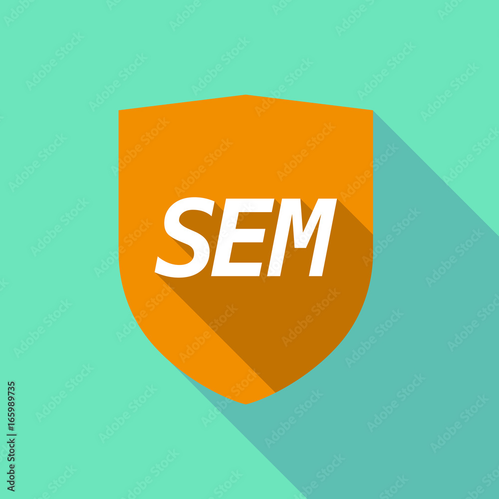 Long shadow shield with the text SEM Long shadow shield with the text SEM