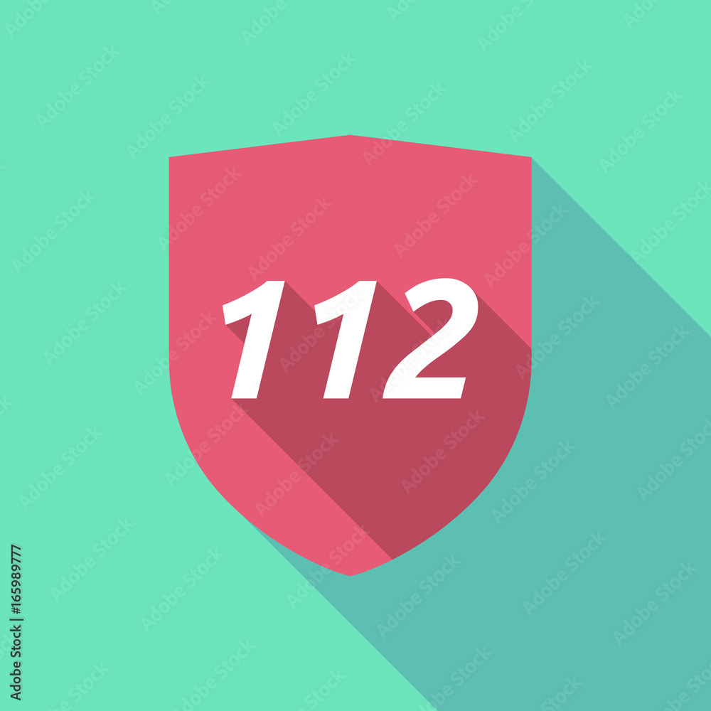 Long shadow shield with the text 112 Long shadow shield with the text 112