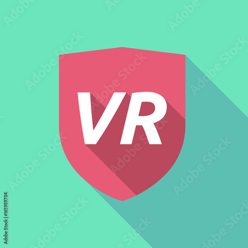 Long shadow shield with    the virtual reality acronym VR