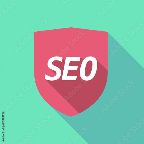 Long shadow shield with    the text SEO