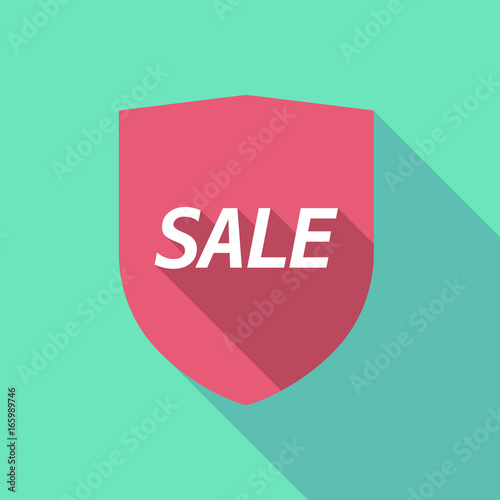 Long shadow shield with    the text SALE
