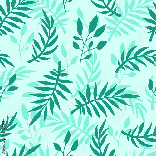 Seamless pattern with leaves hand drawn style vector illustration nature design floral summer plant textile. © Vectorwonderland