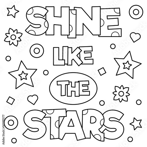 Shine like the stars. Coloring page. Vector illustration.