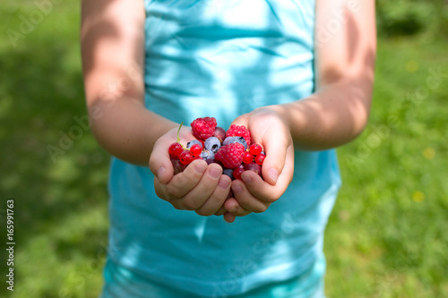 girl holding fresh fruits in her hands