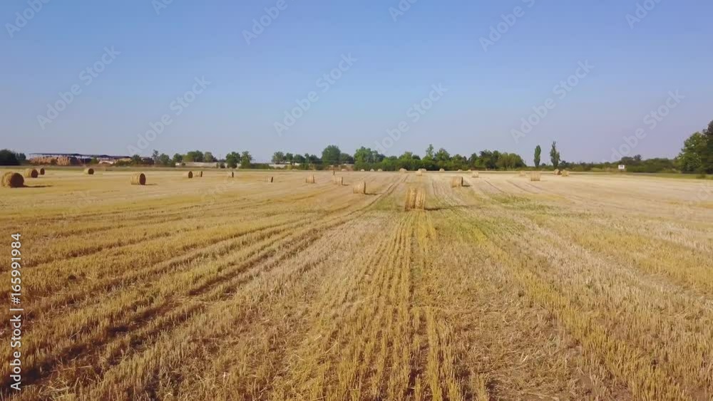 Flying over beautiful field with bale of hay. Aerial drone footage 4k Flying over beautiful field with bale of hay. Aerial drone footage 4k