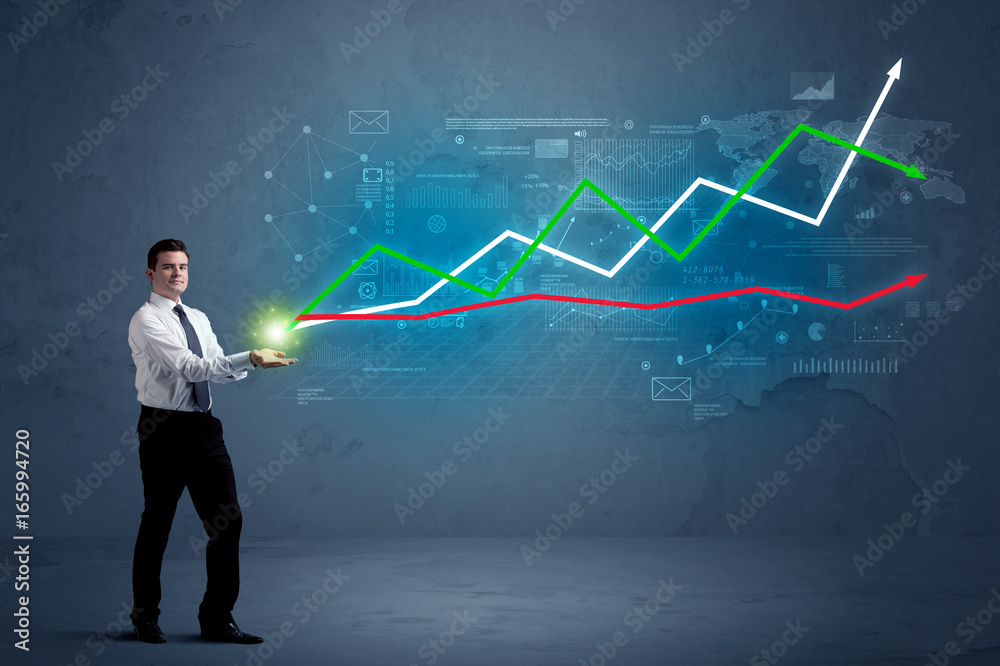 Business man holding stock-market Business man holding stock-market