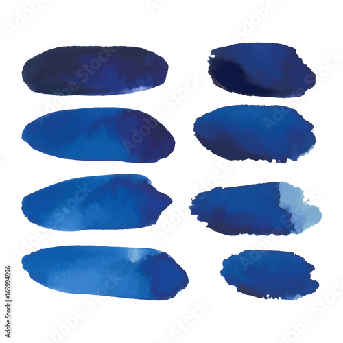 Watercolor set of blue banners spots