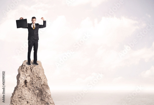 Happy businessman standing on cliff © ra2 studio