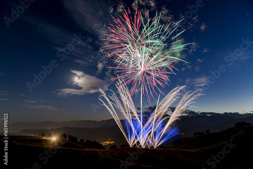 Fireworks on the top of the mountain