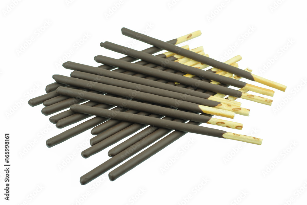 biscuit stick coated with chocolate isolated on white biscuit stick coated with chocolate isolated on white