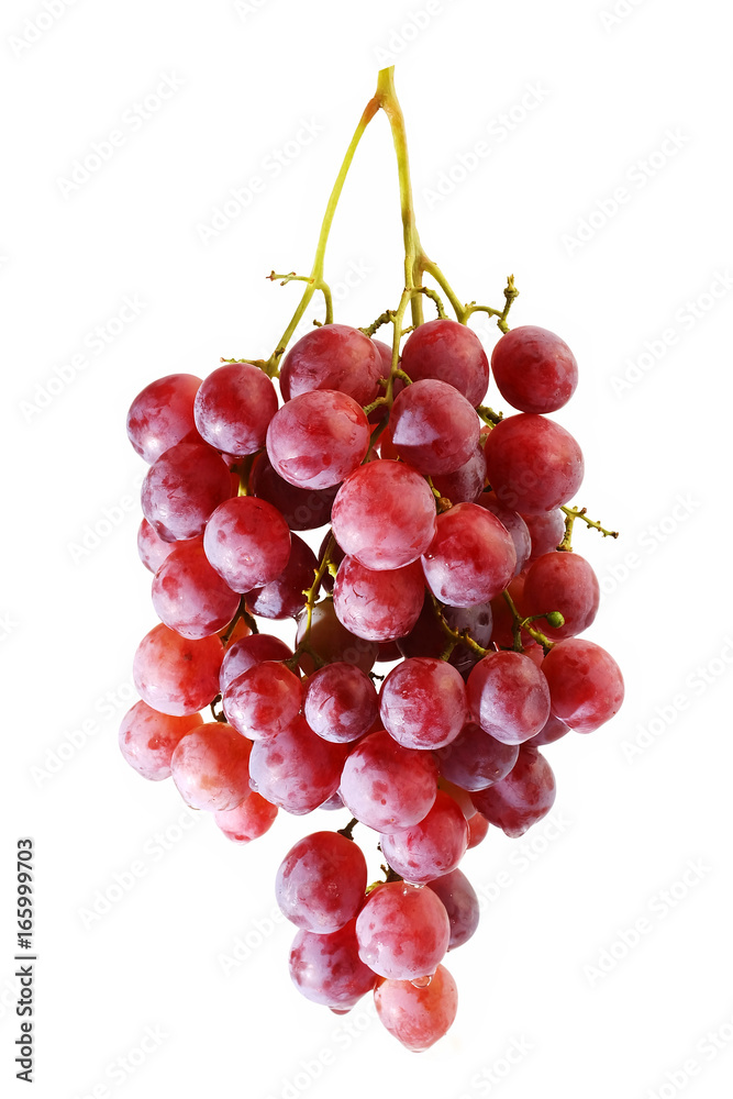 Fototapeta premium bunches of Summer fresh red grape with white isolate background