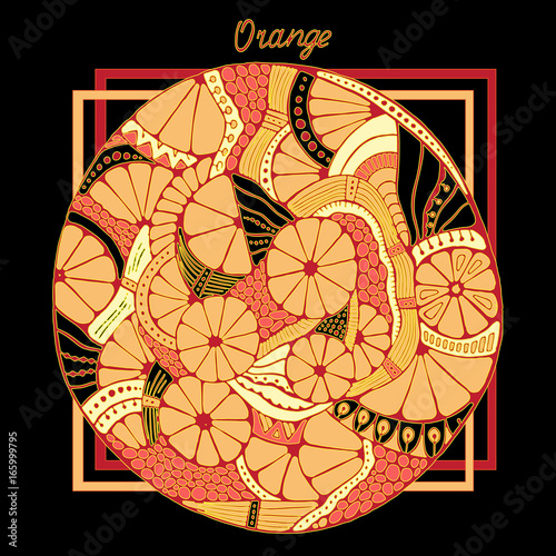 stock vector abstract hand draw flower and wave, doodle bouquet. oriental or arabic, russia textile design. template for card. banner