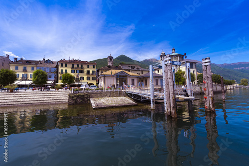 Fototapeta Naklejka Na Ścianę i Meble -  View of the harbor and the promenade of Cannobio on Lake Maggiore - Lago Maggiore, Verbania, Piedmont, Italy