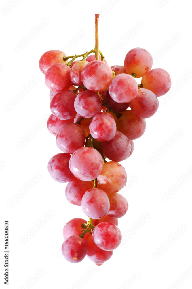 bunches of Summer fresh red grape with white isolate background