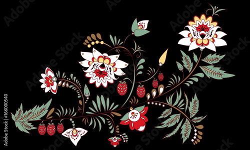 stock vector  flower and ,bouquet. oriental or arabic, russia textile design. template for card. banner