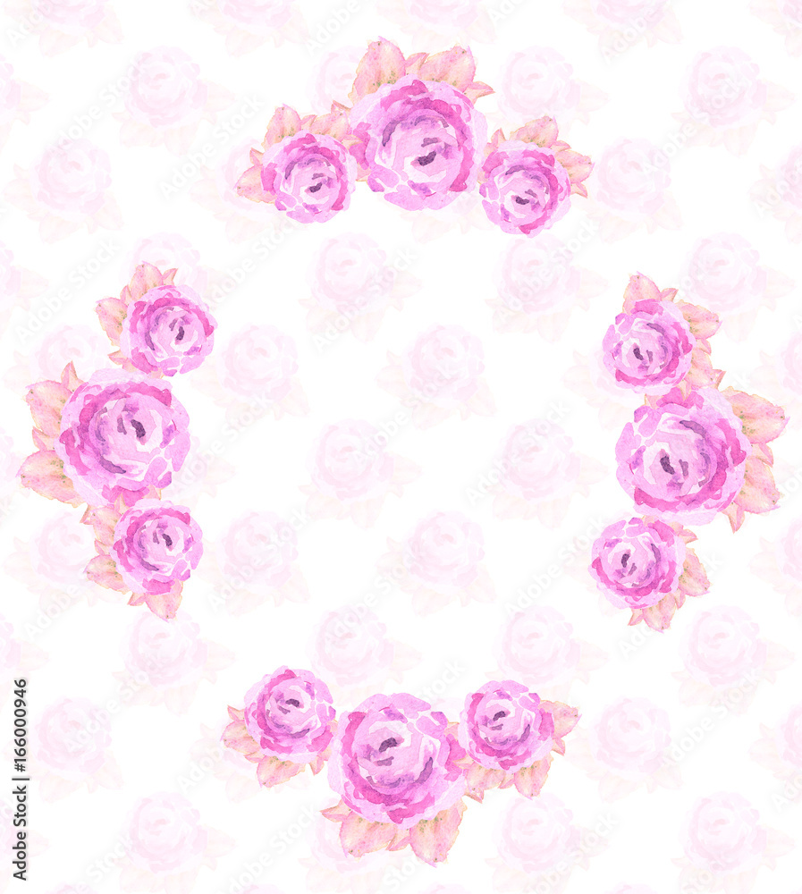 Template for cards with watercolor flowers