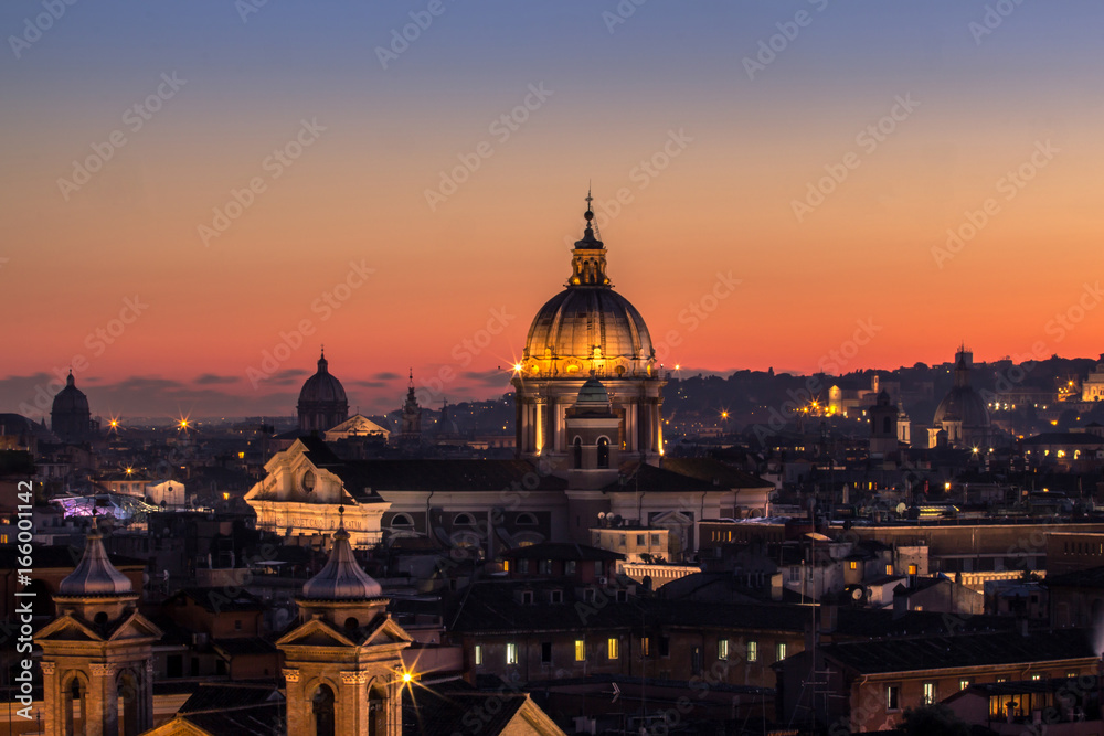 Panorama view of Rome at sunset