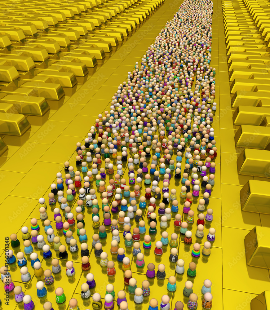 Fototapeta premium Cartoon Crowd, Golden Reserve
