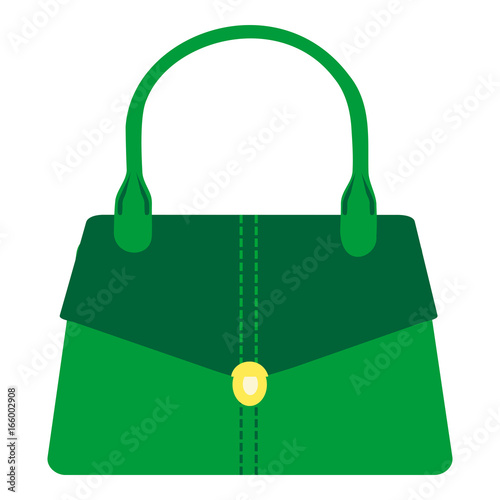 Hand stylish bags. Green colored womans bags, for lady. Colorful female modern bag icon. Vector illustration AI10