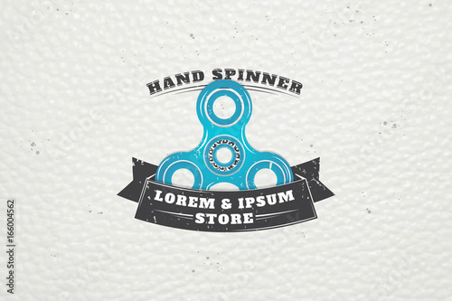 Hand Fidget Spinner Stress Relief Toys. Detailed object. Typographic labels, stickers, logos and badges.