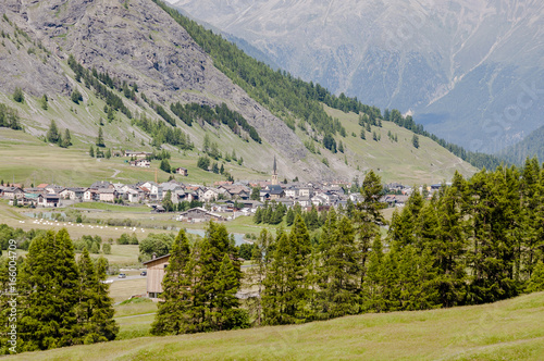 Tableau sur toile S-Chanf, Dorf, Wanderweg, Nationalpark, Val Trupchun, Inn, Innschlucht, Oberenga