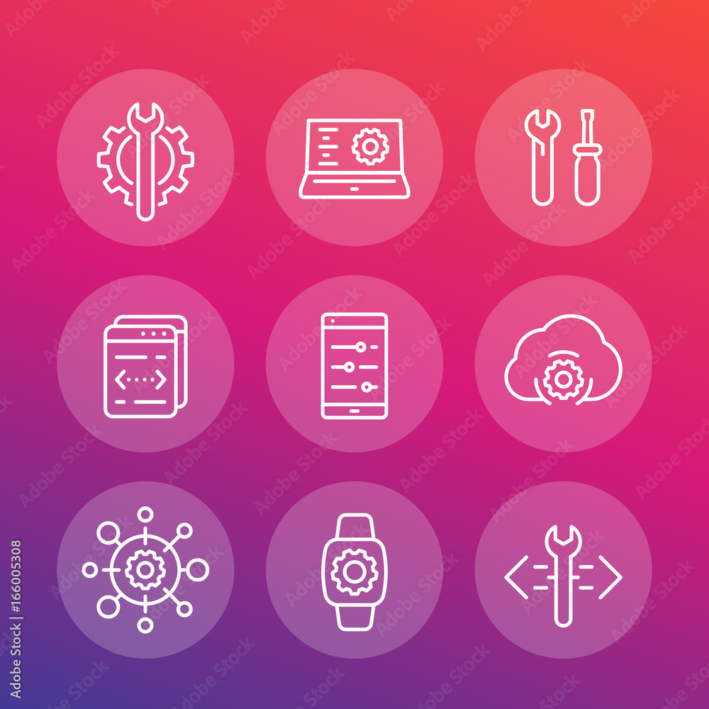 development, configuration, service icons set development, configuration, service icons set