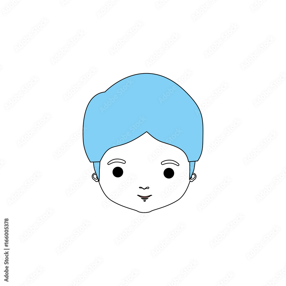 color sections silhouette caricature closeup front view face guy with mushroom haircut color sections silhouette caricature closeup front view face guy with mushroom haircut