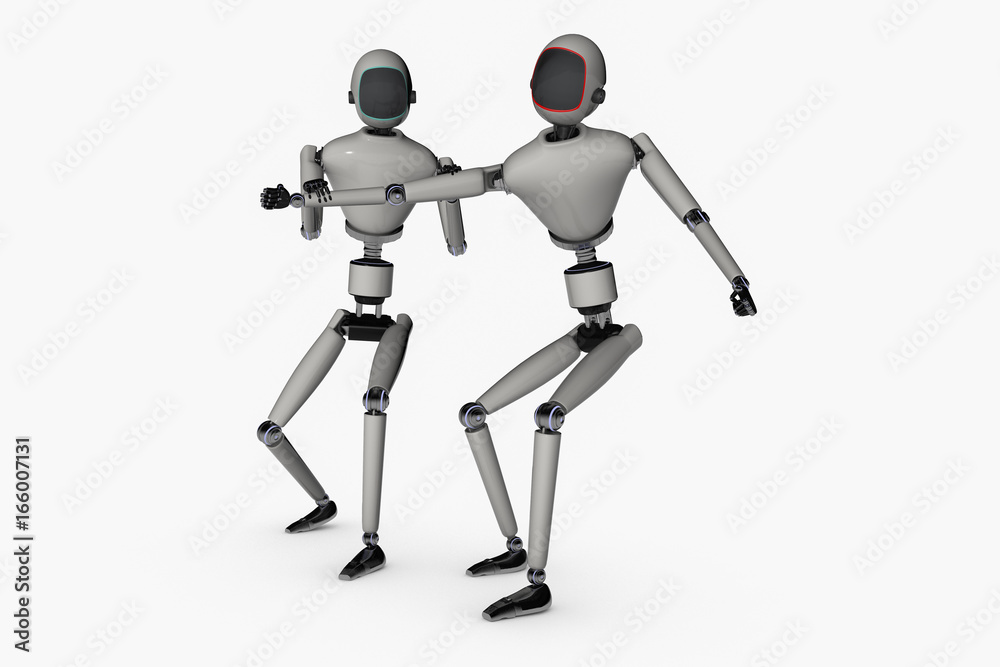 A fighting robot full in action A fighting robot full in action