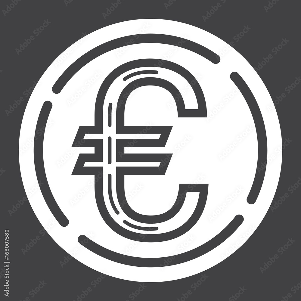 Coin euro glyph icon, business and finance, money sign vector graphics, a solid pattern on a black background, eps 10. Coin euro glyph icon, business and finance, money sign vector graphics, a solid pattern on a black background, eps 10.