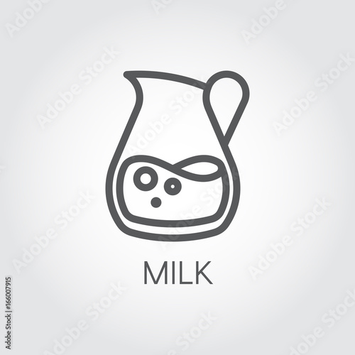 Jug with milk contour icon. Food symbol in thin line style. Culinary concept. Vector outline image