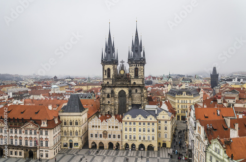 Prague seen from one of its cupolas in the main square