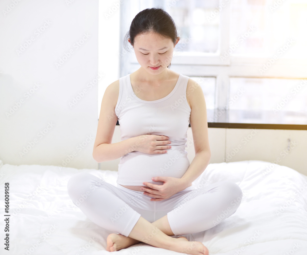 Pregnant woman relaxing at home on the couch Pregnant woman relaxing at home on the couch