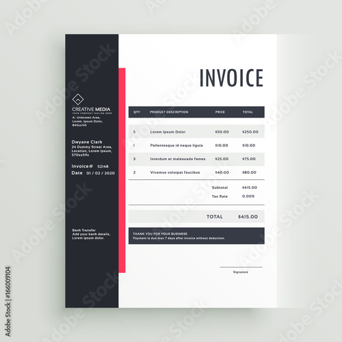 business invoice vector template design