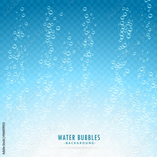 water bubbles on transparent blue background