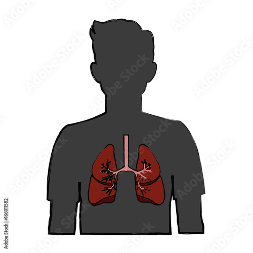 human silhouette with respiratory system