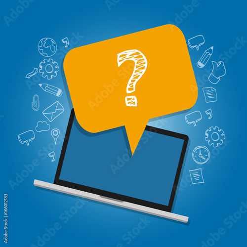 question mark on laptop survey frequently asked questions technical support