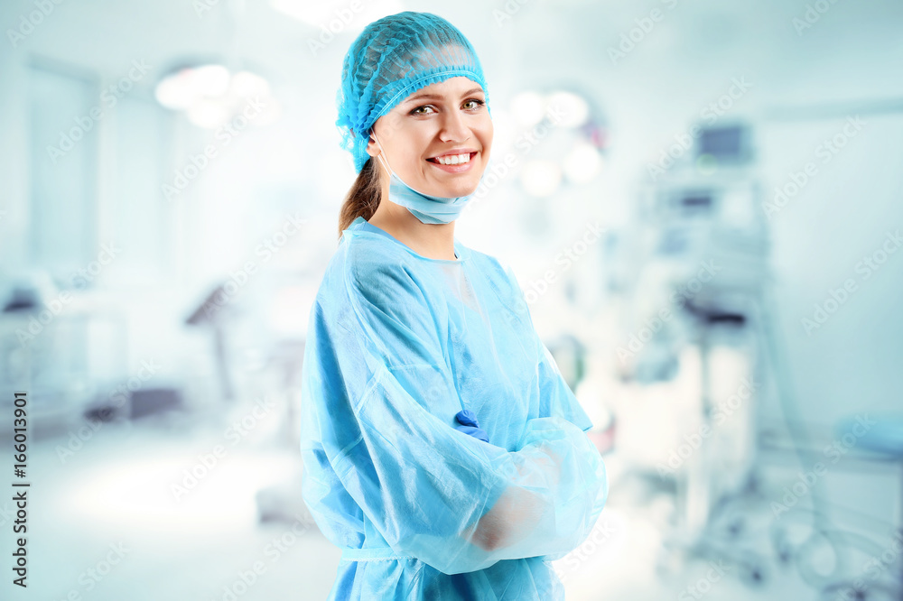 Fotografie Female surgeon, isolated on white